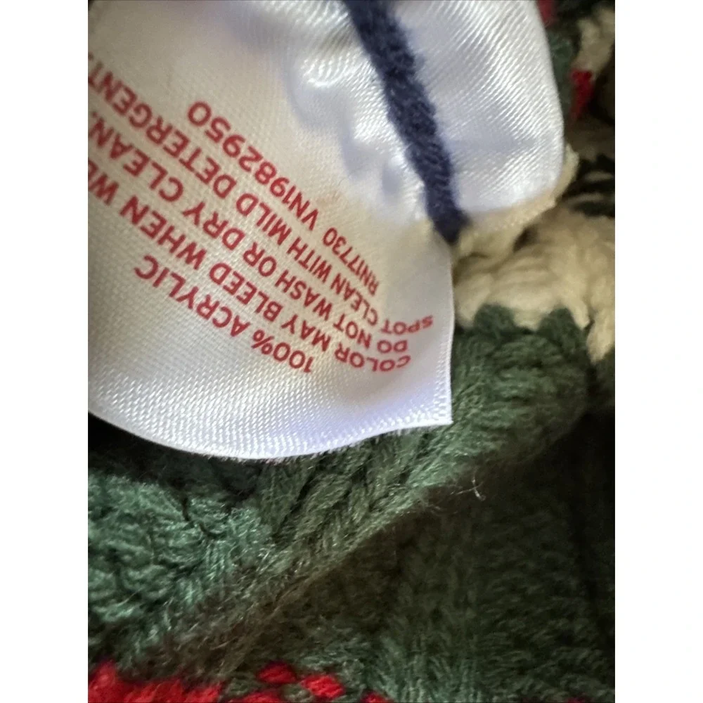 Target Wondershop Knit Fair Isle Holiday Christmas Stocking Blue Red White Poms